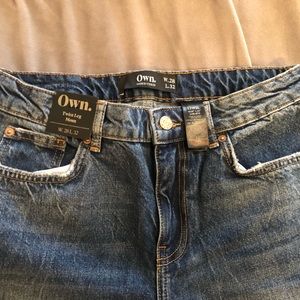 OWN Blue Denim “Twist Leg Mom” Jean NWT. W 28 xL 32.